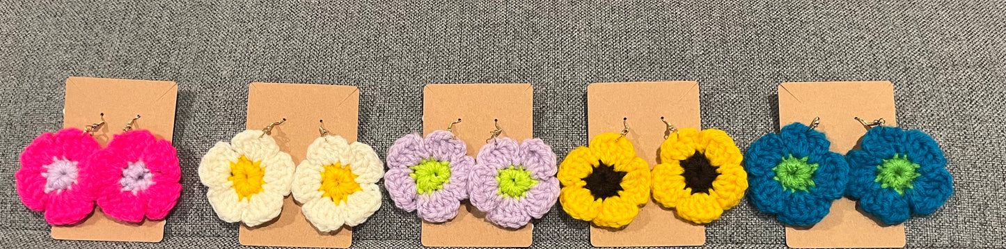 Flower Child Crochet Flower Dangle Earrings