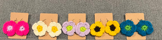 Flower Child Crochet Flower Dangle Earrings